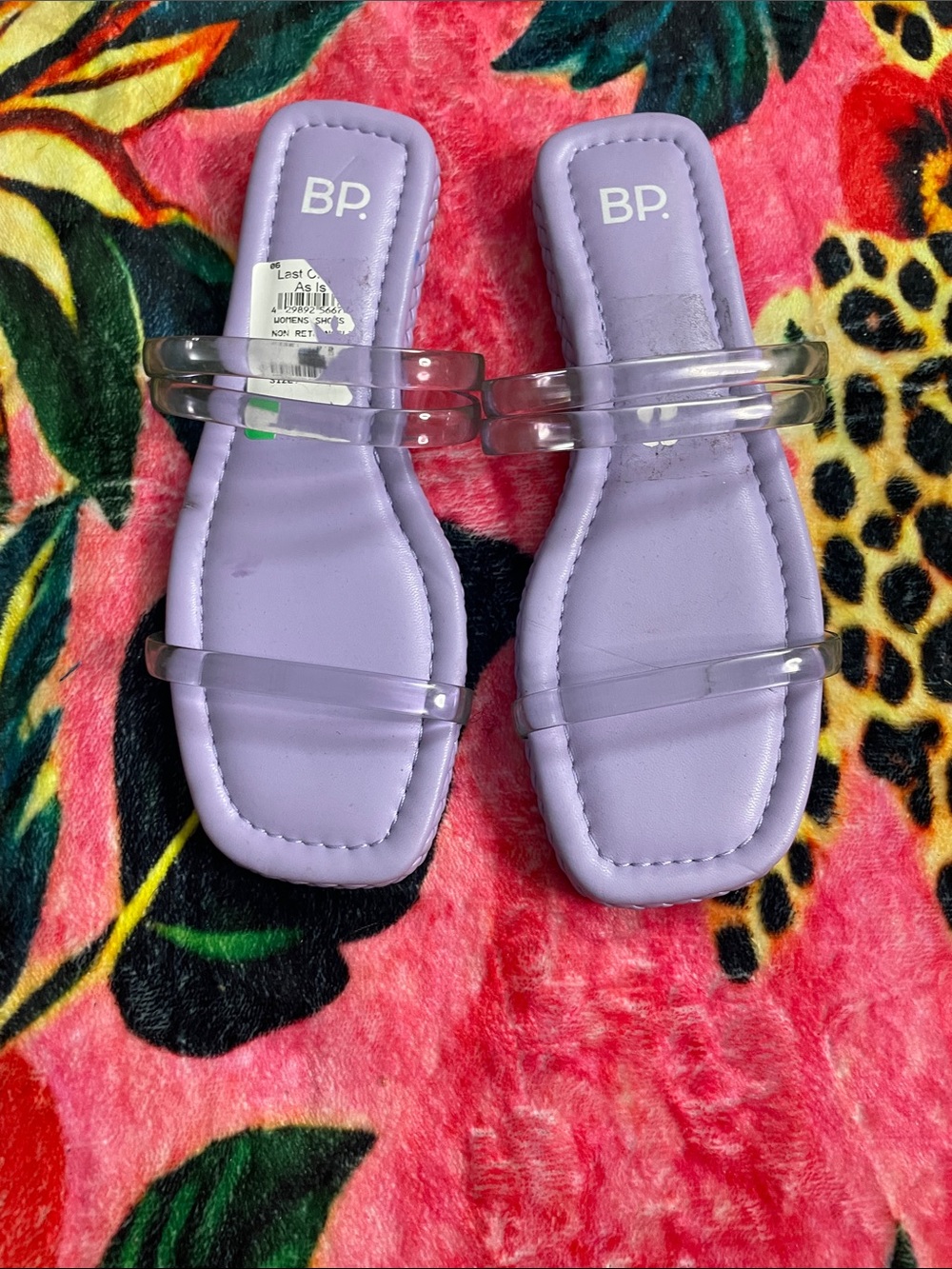 BP. Lilac Double Clear-Strap Slide Sandals NWT 6